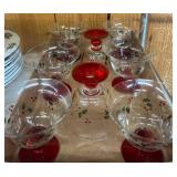 8 Glass Dessert Cups with Holly Design