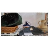 Ceramic Pitcher with Bowl and Miscellaneous Items