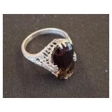 Sterling Silver Smoky Quartz Ring, Size 7 1/2