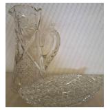 Cut Glass Pitcher and Oval Serving Dish