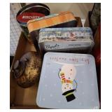 Decorative Tins and a Lidded Vessel