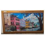 Framed Painting of Colorful Street Scene