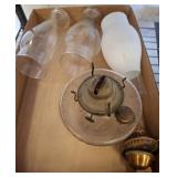 Oil Lamp Parts and Assorted Chimneys