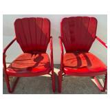 Red Crosley Metal Patio Armchairs
