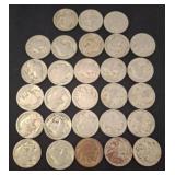 28 Buffalo Nickels of Mixed Designs