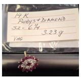14K Gold Ring with Rubies and Diamonds