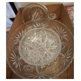 Pressed Glass Serving and Citrus Juicer Set