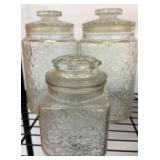 Embossed Glass Canisters with Lids