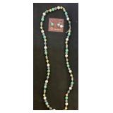 Glass Bead Necklace and Earrings Set