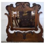 Wooden Wall Mirror with Carved Frame, 34x36