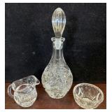 Crystal Decanter Set with Stopper and Bowls