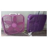 Two Purple Lasko Box Fans with Carry Handles c2