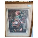 Floral Still Life Print in Gilded Frame, 24x30
