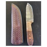 Damascus Steel Knife With Leather Sheath