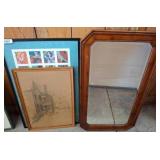 Framed Mirror and Artworks Lot, Various Sizes w15