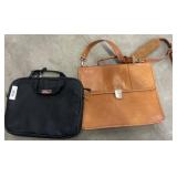 Leather Tote and Cloth Laptop Bag