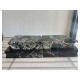 Black Marble Bookends with White Veining