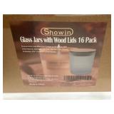 16 Glass Jars with Wood Lids