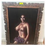 Painting of a Nude Woman in Ornate Wooden Frame