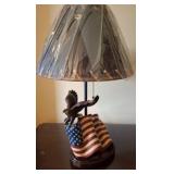 Wrought Iron Table Lamp and eagle on flag lamp