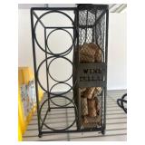 Metal Wine Rack With Cork Storage