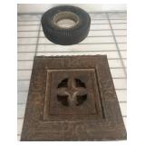 Cast Iron Grate and Rubber Tire Ashtray