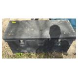 Black Plastic Storage Chest with Hinged Lid