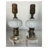 Milk Glass and Brass Table Lamps, 10ï¿½
