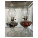 Glass Oil Lamps with Floral Embellishments