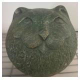 Round Green Stone Cat Sculpture