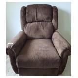 Brown Upholstered Swivel Recliner Chair