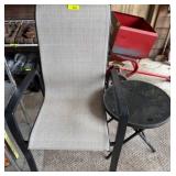 Outdoor Metal Armchair and Folding Glass Side Tabl