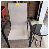 Outdoor Patio Chair and Glass-Top Side Table