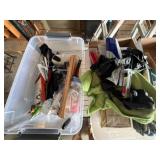 Clear Storage Bin with Miscellaneous Contents