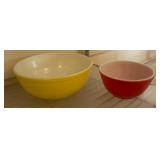 Pyrex Mixing Bowls, Yellow and Red