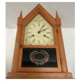 Walnut Steeple Shelf Clock with Floral Dial