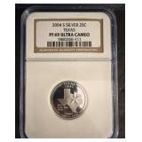 2004-S Texas Silver 25ï¿½ PF69 Ultra Cameo NGC
