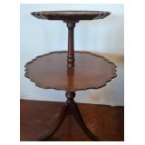 Two-Tier Mahogany Pie Crust Side Table