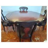 Round Dining Set with 4 Chairs, Wood Construction