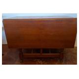 Drop-Leaf Wooden Dining Table on Turned Legs