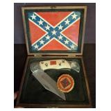 Confederate Flag Folding Knife with Display Case