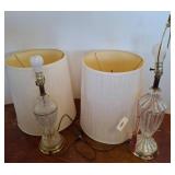 Two Crystal Table Lamps With Shades