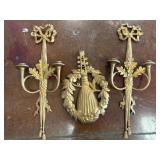 Three Gilded Wall Sconces With Floral Motifs