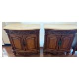 Wood and Stone-Topped Side Cabinets