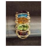 14K Gold Ring with Multi-Gemstone Inlay