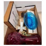 Decorative Items Lot with Signs, Vase, and Statue