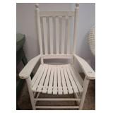 White Wooden Armchair With Slatted Seat
