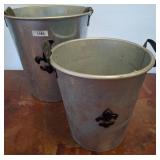 Galvanized Buckets with Fleur-De-Lis Design