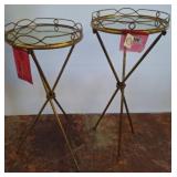 Gold-Tone Metal and Glass Accent Tables