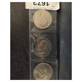 Three 1976 bicentennial Eisenhower Dollar Coins